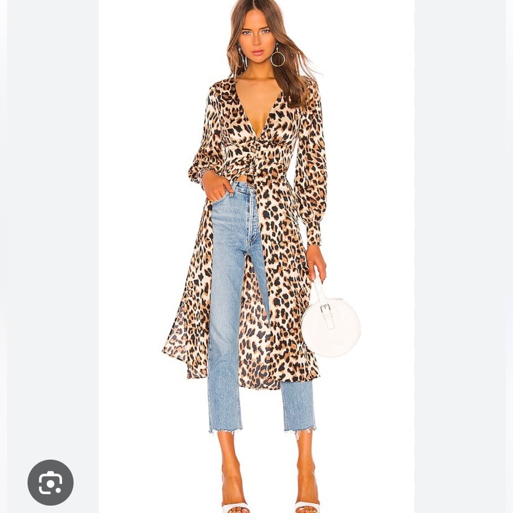 MAJORELLE Leopard Print Wrap Tunic